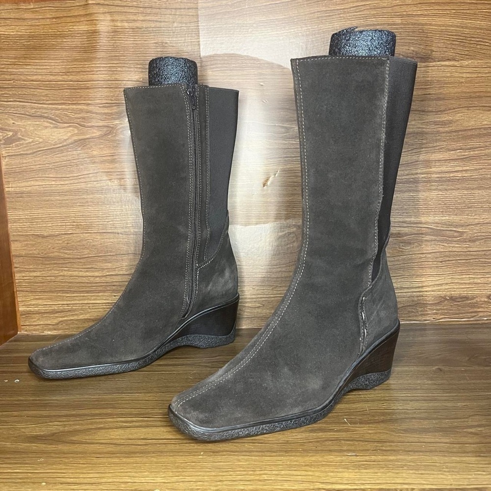 Aquatalia calf high Suede brown boots espresso Weatherproof wedge comfort
7.5